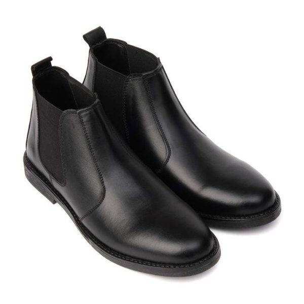 Black Leather Chelsea Boots Classic Slipon Style
