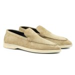 Tan Suede Derby Shoes And Beige Loafers Bella