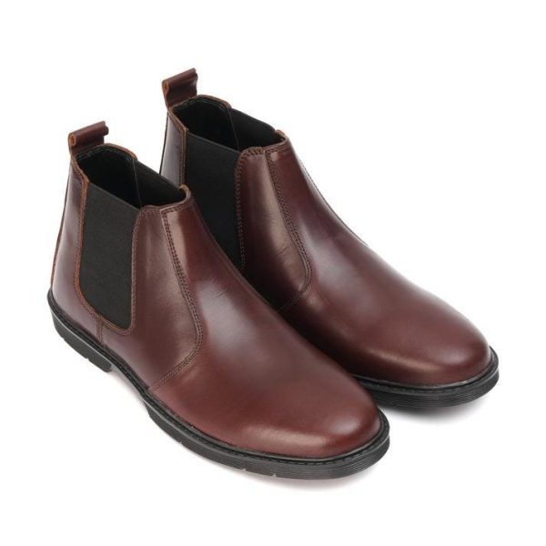 Men's Classic Brown Leather Chelsea Boots Dressy Ankle